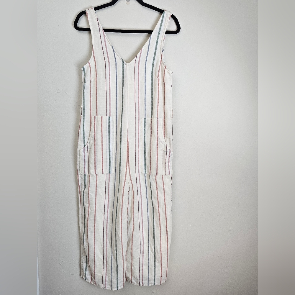American Eagle Outfitters Striped Jumpsuit - White with Multicolor Stripes